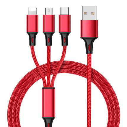 Cable de Datos Trenzado de Nylon 3 en 1 para Carga de Celular