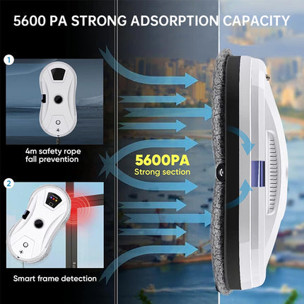 Robot Limpiaventanas Inteligente 5600Pa con Control Remoto