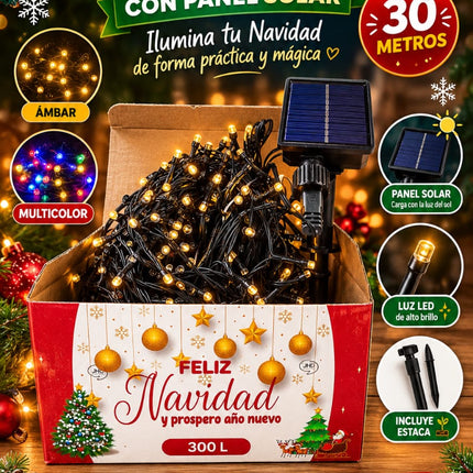 Luces Lineales LED Solares de 30 Metros Ámbar y Multicolor