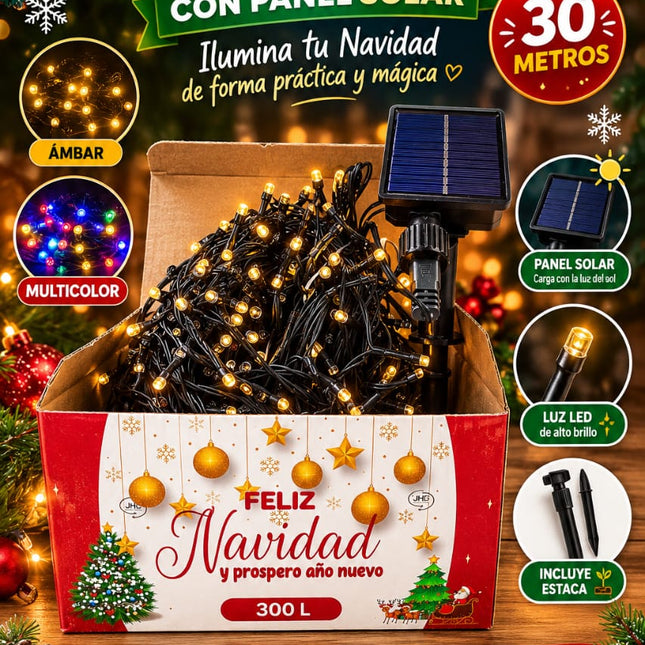 Luces Lineales LED Solares de 30 Metros Ámbar y Multicolor