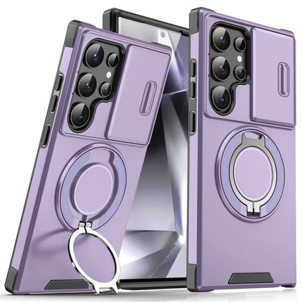 Funda Magnética Giratoria para Auto Samsung S26 Ultra/S25/A17 con Soporte para Lente