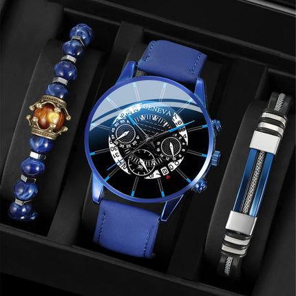Reloj de cuarzo con correa de cuero sintético y esfera redonda