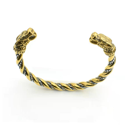 Brazalete vikingo abierto con cabezas de dragón