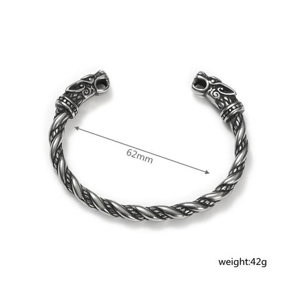 Brazalete vikingo abierto con cabezas de dragón