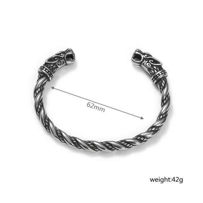 Brazalete vikingo abierto con cabezas de dragón