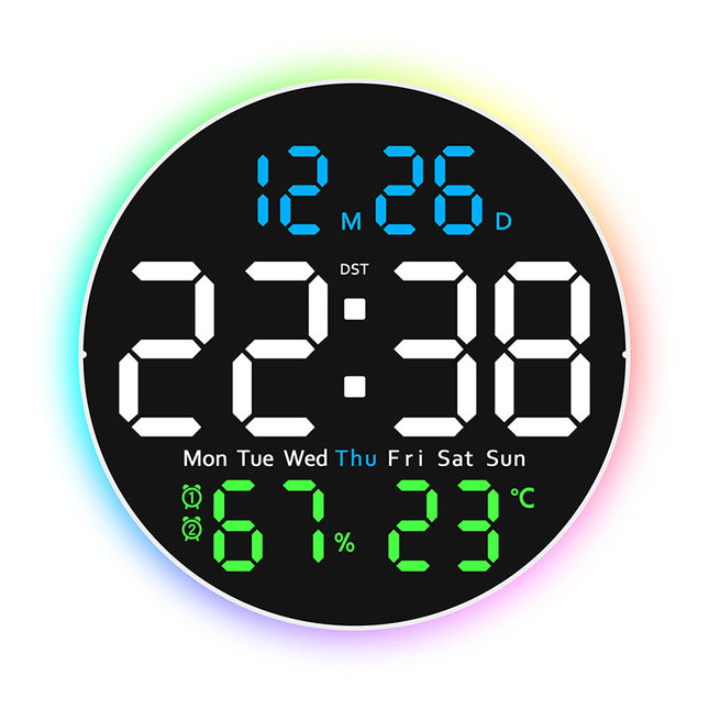 Reloj de Pared Digital 10" con Luz de Ambiente y Clima