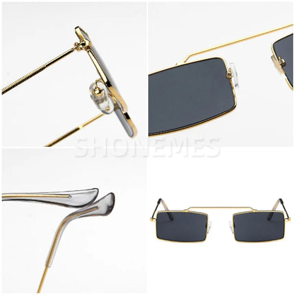 Gafas de sol rectangulares para mujer con montura metálica