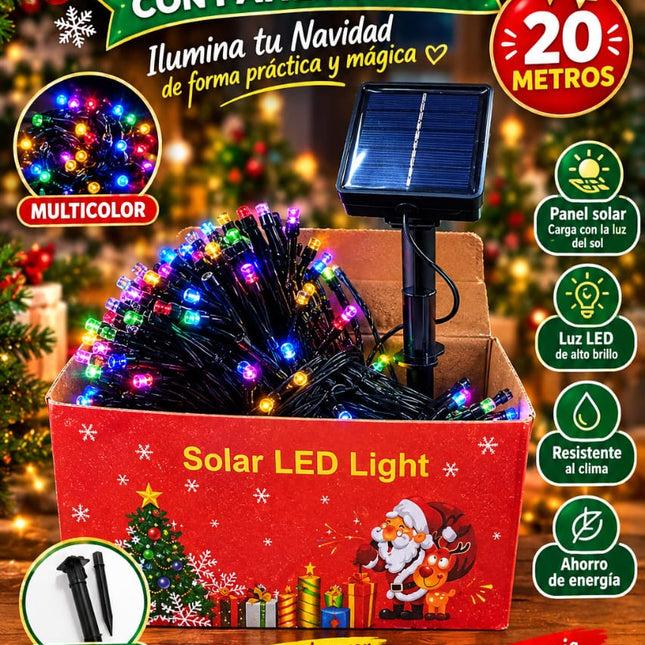 Luces LED Solares Multicolor de 20 Metros para Navidad y Exteriores