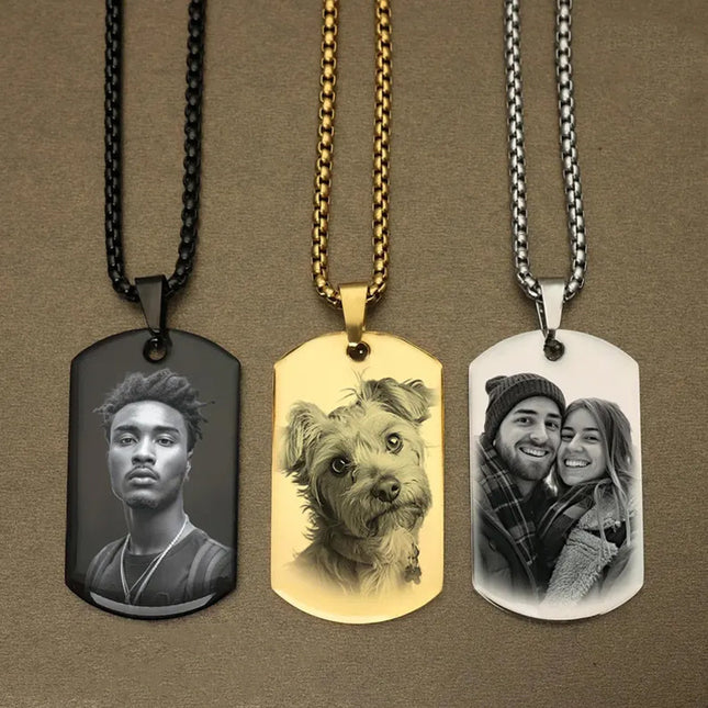 Collar Placa Militar Personalizada Con Foto Y Grabado En Acero