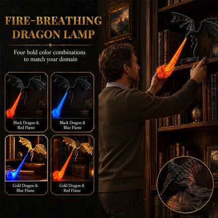 Lámpara de Dragón 3D con Fuego LED – Sujetalibros Decorativo