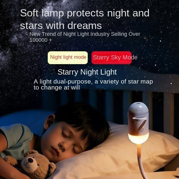 Luz nocturna de proyección USB con control táctil