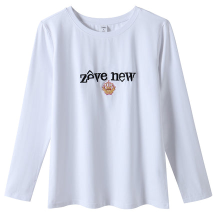 Camiseta ajustada de manga larga con letras bordadas