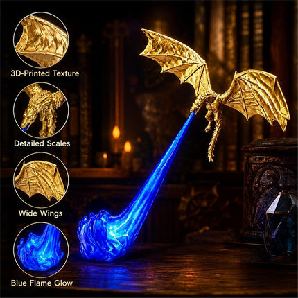 Lámpara de Dragón 3D con Fuego LED – Sujetalibros Decorativo