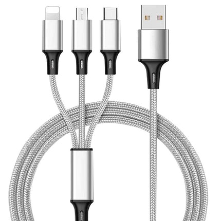 Cable de Datos Trenzado de Nylon 3 en 1 para Carga de Celular