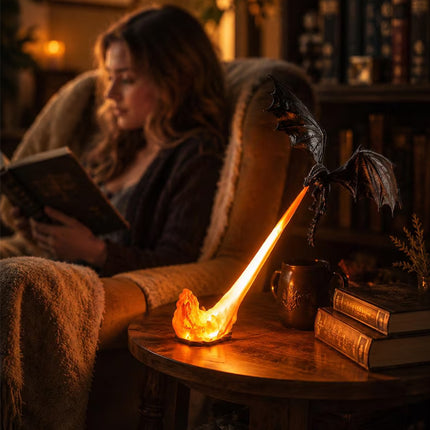 Lámpara de Dragón 3D con Fuego LED – Sujetalibros Decorativo