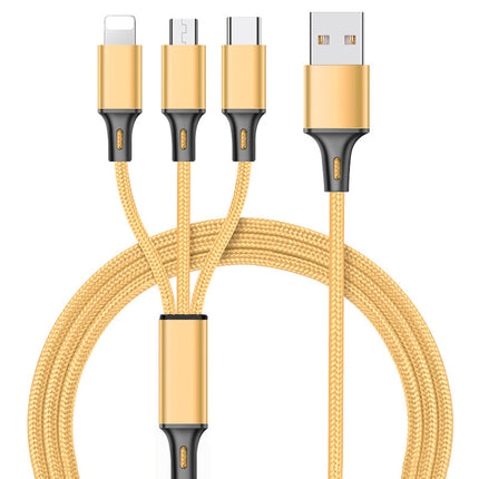 Cable de Datos Trenzado de Nylon 3 en 1 para Carga de Celular