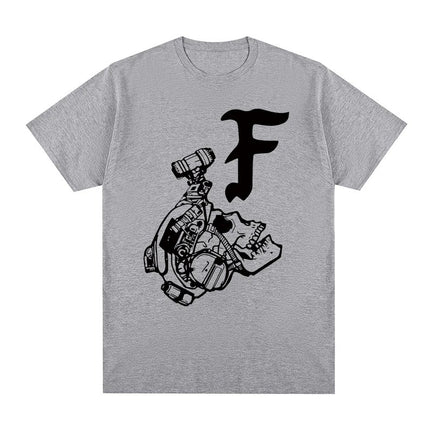 Camiseta de algodón con estampado de letras estilo urbano