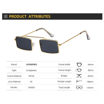 Gafas de sol rectangulares para mujer con montura metálica