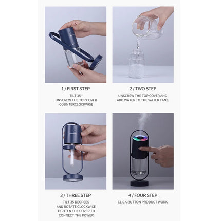 Mini humidificador USB con luz nocturna de colores