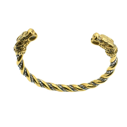 Brazalete vikingo abierto con cabezas de dragón