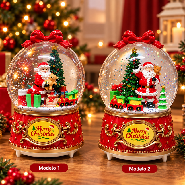 Esfera Navideña Giratoria con Papá Noel Decoración Premium para Navidad