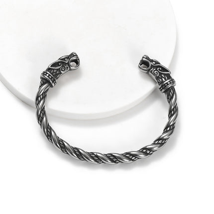 Brazalete vikingo abierto con cabezas de dragón