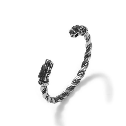 Brazalete vikingo abierto con cabezas de dragón